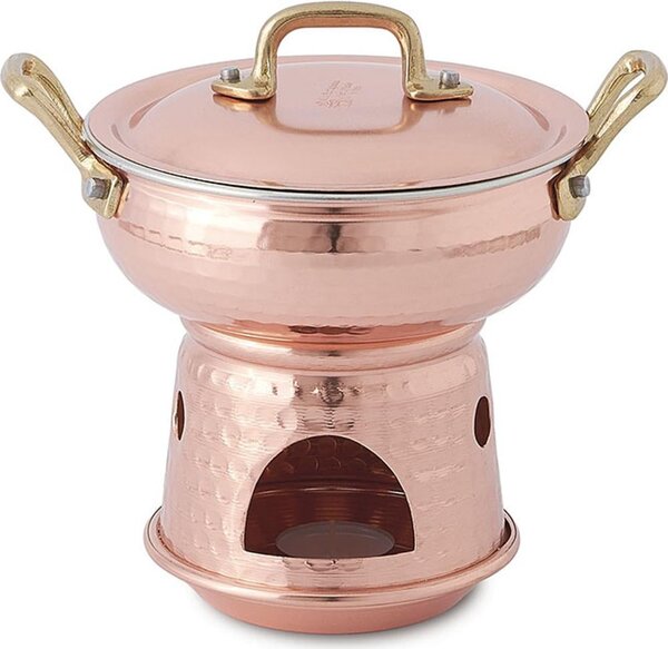 Copper Saucepan �14 x h17 cm - 1.0 lt, Hand-Tinned Smooth Curved Solid Copper - Traditional Line
