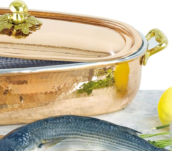 Solid Copper Fish Poacher with Lid 44x20 cm 5 mm with Grill from Michaels Range
