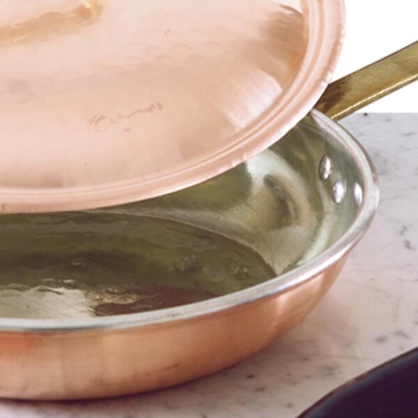 Frying Pan with 1 Handle � 20xh5 cm - 1.35 lt Made of Solid Smooth Copper, Hand-Tinned with Thickness Over 1 mm Traditional Line