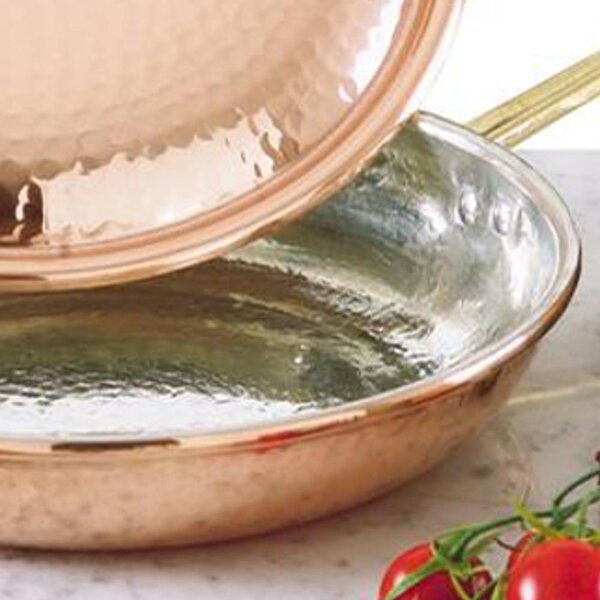 Copper Frying Pan with 1 Handle 20 cm Diameter - 5 cm Height - 1.35 Litres Hammered Tin-plated Luxury Line