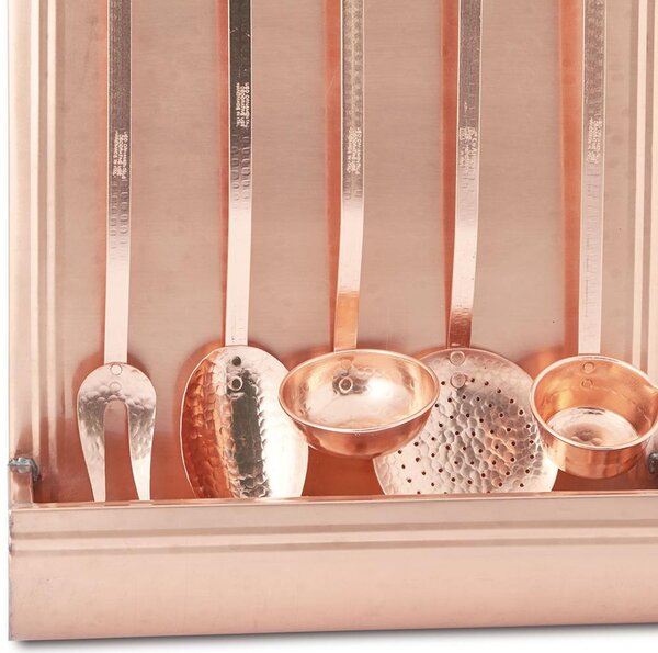 Copper Utensil Holder 45x60 cm Hammered Finish with 5 Copper Utensils - home line