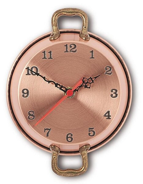 Hand-Hammered Smooth Copper Pan Clock � 15 cm