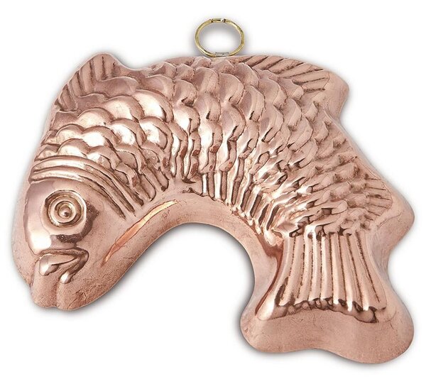 Hammered Copper Fish Cake Mould 23x15xh3 cm with Hanging Hook