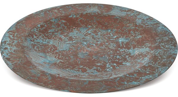 Handmade Hammered Polished Copper Underplate with Pompeii Green Finish and Final Rim � 28 cm Made in Italy - Linea Tavola