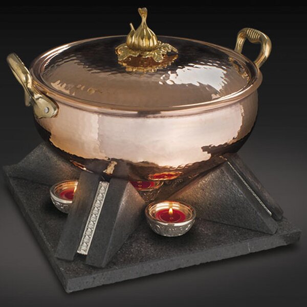 Lava Stone Candle Warmer Candeliere with Candles 32x32x14 Silver Inserts