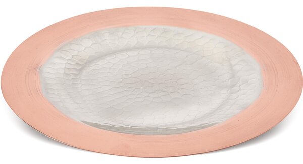 Handmade Polished Copper Charger Plate, Smooth Without Border, � 23 cm, Polished Copper Finish with Tinned Interior, Made in Italy