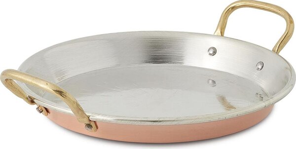 Paella Pan 2 Handles � 30xh4,0 cm - 4,0 Lt Hand-Tinned Smooth Solid Copper Traditional Line