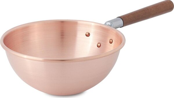 Copper Saucepan with Wooden Handle � 26xh13.5 cm - 3.5 L Smooth Solid Copper Designed for Cream Processing and Bain-Marie - Home Line
