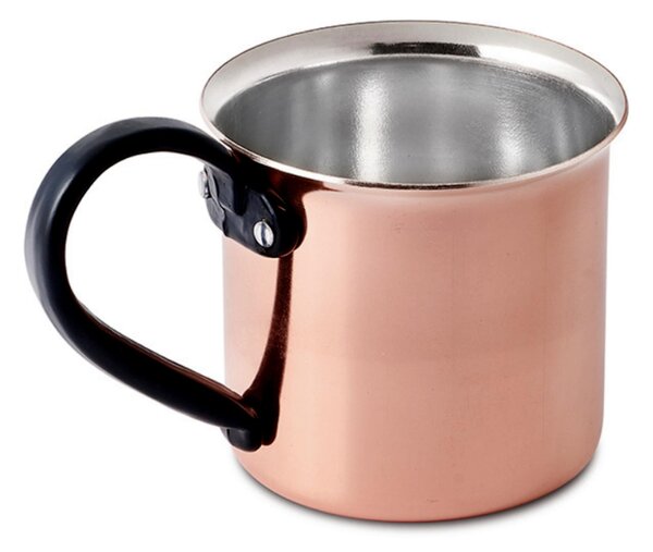 Tinned Copper Mug with Glossy Black Handle � 8xh 11 cm - 40 Cl Handcrafted in Italy for Moscow Mule - home line
