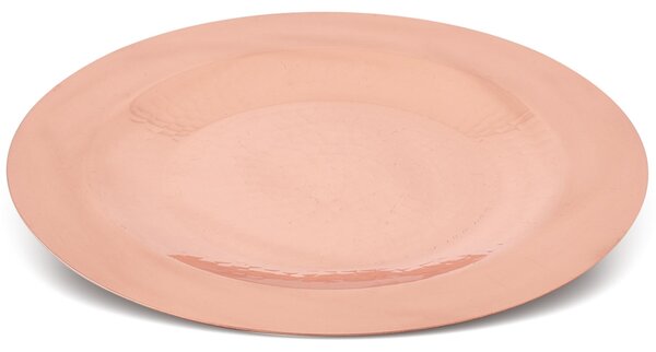Smooth Polished Copper Charger Plate without Edge, Handmade in Italy, � 28 cm, Polished Copper Finish, Linea Tavola