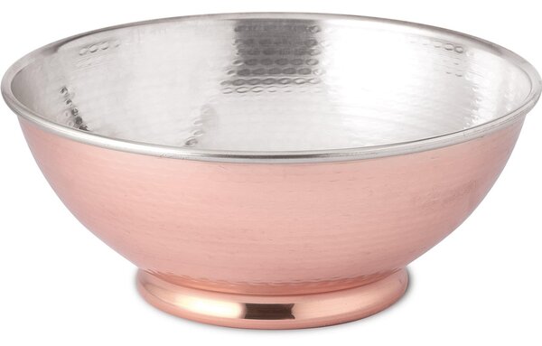 Polished Copper Salad Bowl �25xh11cm Tinned Inside, Handcrafted in Italy - home line