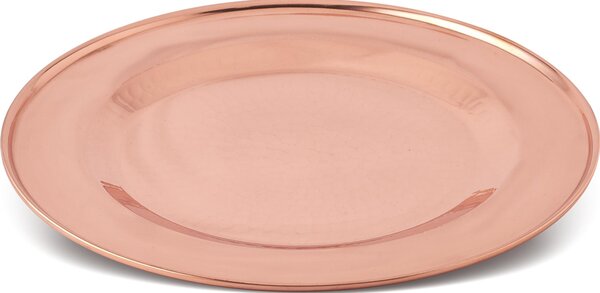 Handmade Hammered Polished Copper Charger Plate with Finished Edge � 28 cm Made in Italy - Linea Tavola