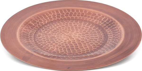 Handmade Hammered Darkened Copper Underplate with Smooth Edge � 28 cm, Dark Copper Finish - Linea Tavola