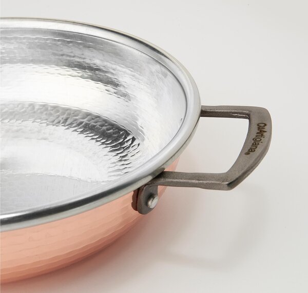Induction Copper Frying Pan with Long Handle � 20 cm Made of Solid Hammered Copper - induzione