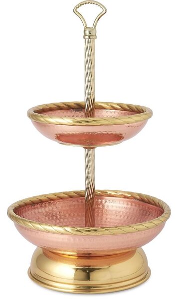 Copper and Brass Fruit Stand � 34xh55 cm with 2 Tiers - home line