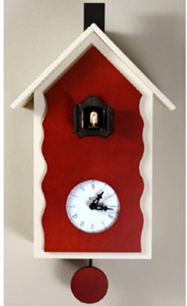Cuckoo Clock Pendolo con Cuc� Lac 20x12xh40 cm with White Lacquered Case