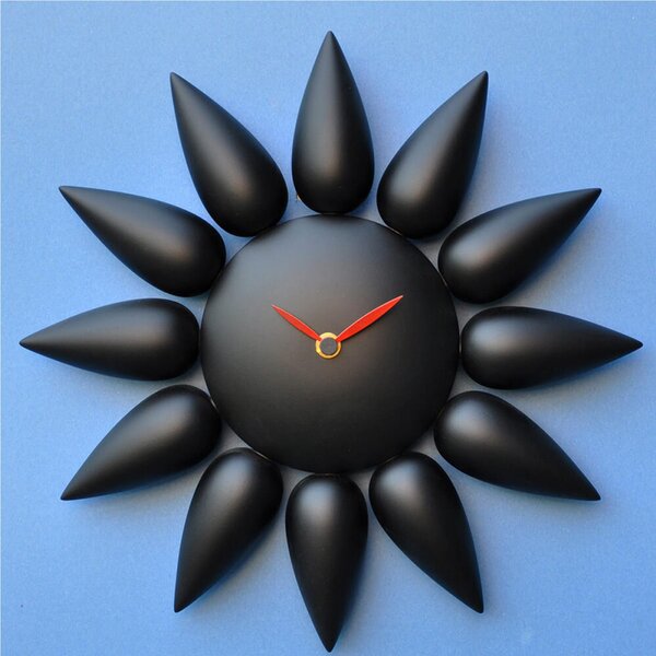 Dalia Solid Beech Wood Wall Clock in Black Stain