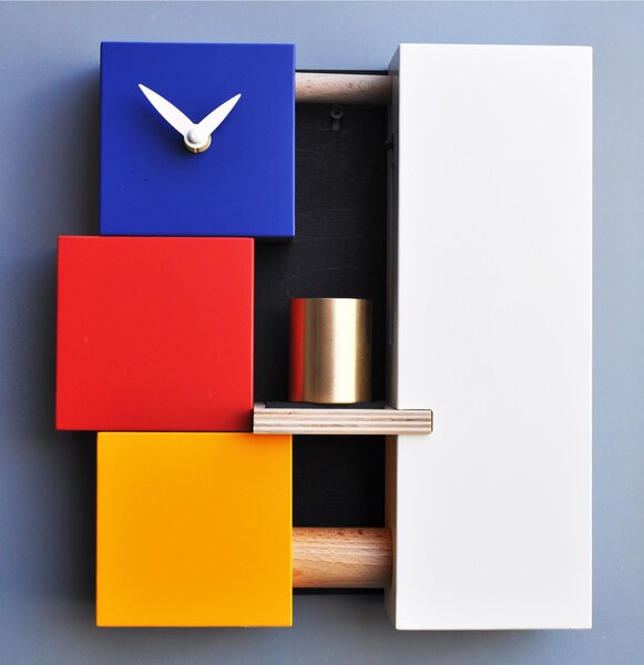 Bronze Turned Bell Mondrian Wall Clock 26x7xh28 cm with MDF Case and Quartz Mechanism