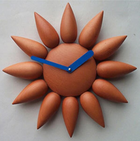 Solid Beech Wood Dalia Wall Clock in Cherry Stain