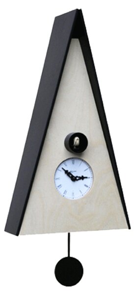 NORIMBERGA Cuckoo Clock with Natural Birch Case and Black Roof 26x15xh47 cm