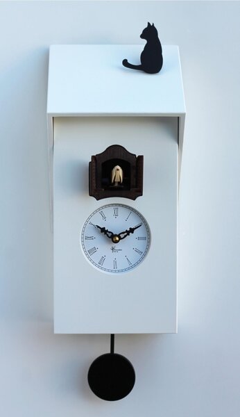VICENZA Yellow Cuckoo Clock 17x12xh37 cm with White Lacquered MDF Case and WHITE Roof