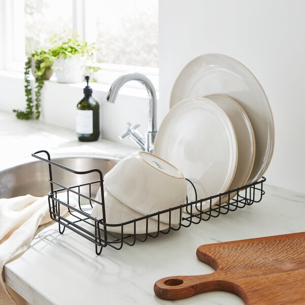 Compact Iron Steel Black Dish Rack Black