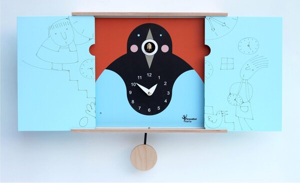 Wall Cuckoo Clock IL CUCU' DEL RE_GAZZA 30-50x12xh22 cm, Foldable Lacquered MDF Case, Made in Italy Colour