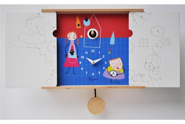 Cuckoo Clock IL CUCU' DEL REGAZZA Wall Clock 30-50x12xh22 cm, Foldable Lacquered MDF Case, Made in Italy Colour