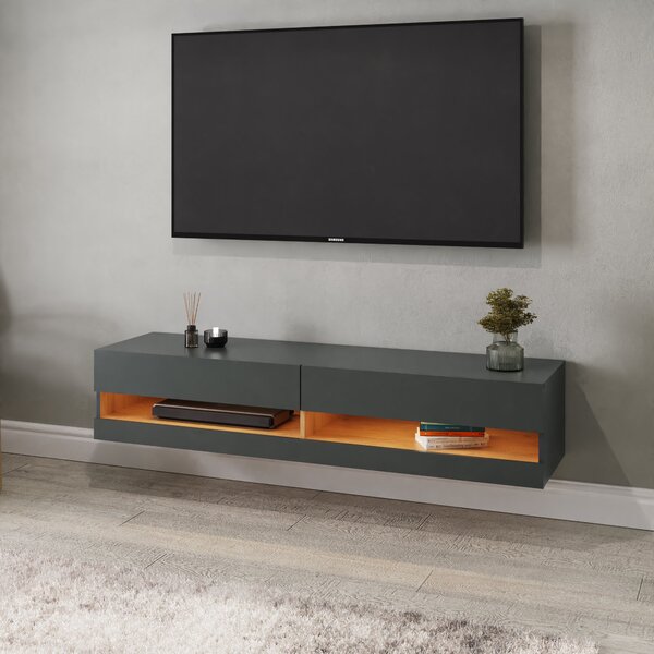 Delta 150cm Wall TV Unit with LEDs for TVs up to 65" Anthracite