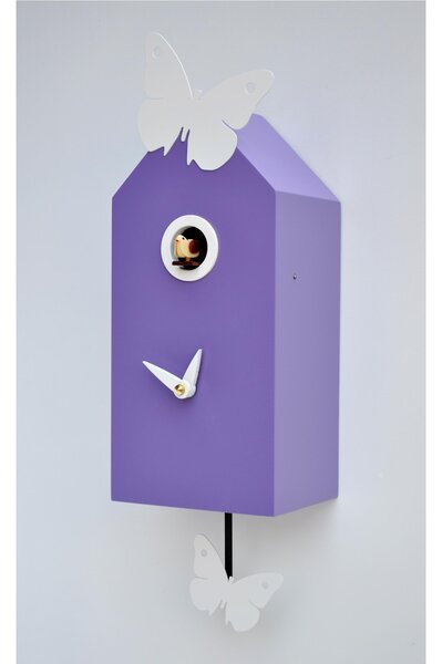 Wall Cuckoo Clock Farfalline 26x10xh12 cm, Lacquered MDF Case, Metal Butterflies Positionable with Magnet