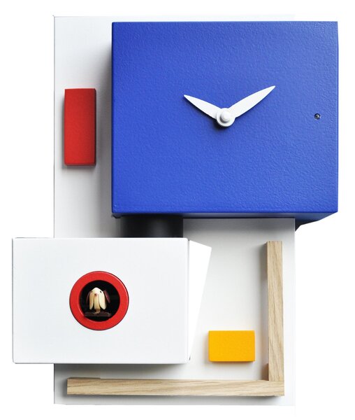 Around Rietveld Wall Cuckoo Clock 21x11xh27 cm with Beech Wood Inserts