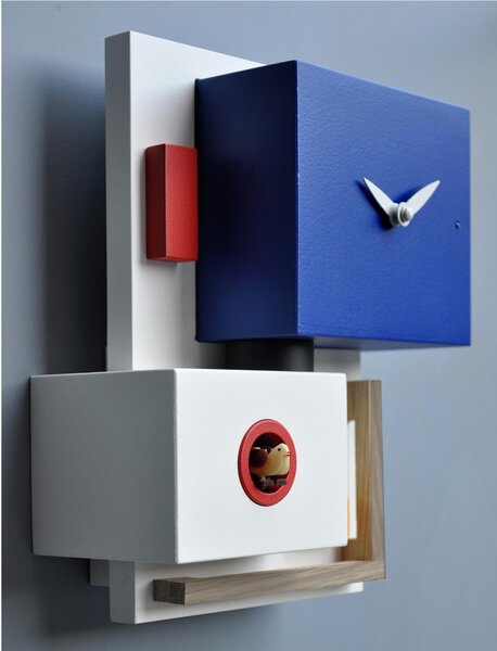 Around Rietveld Wall Cuckoo Clock 21x11xh27 cm with Beech Wood Inserts