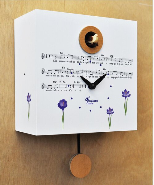 Spring Cuckoo Wall Clock 20.5x10xh20.5 cm White MDF Case