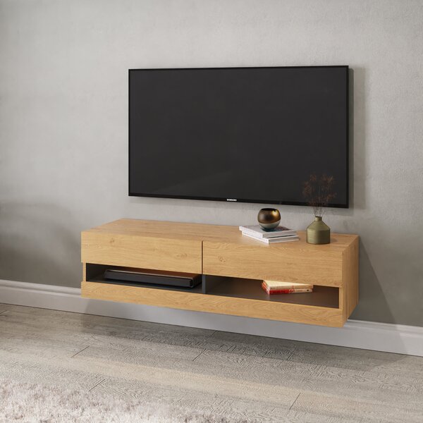 Delta 120cm Wall TV Unit with LEDs for TVs up to 55" Oak