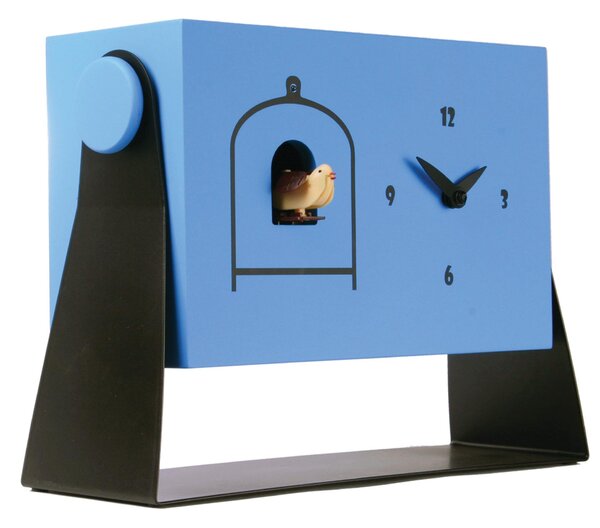 Cuckoo Clock for Table, Freestanding 30x10xh22 cm, Blue Lacquered MDF Metal Case RAL 5012