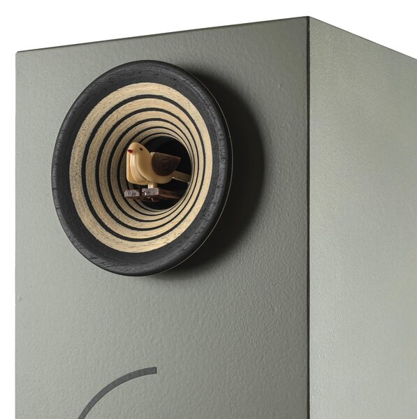 Wall Cuckoo Clock Spiral 13x12xh25 cm Metal MDF Case Lacquered Cement Grey RAL 7033