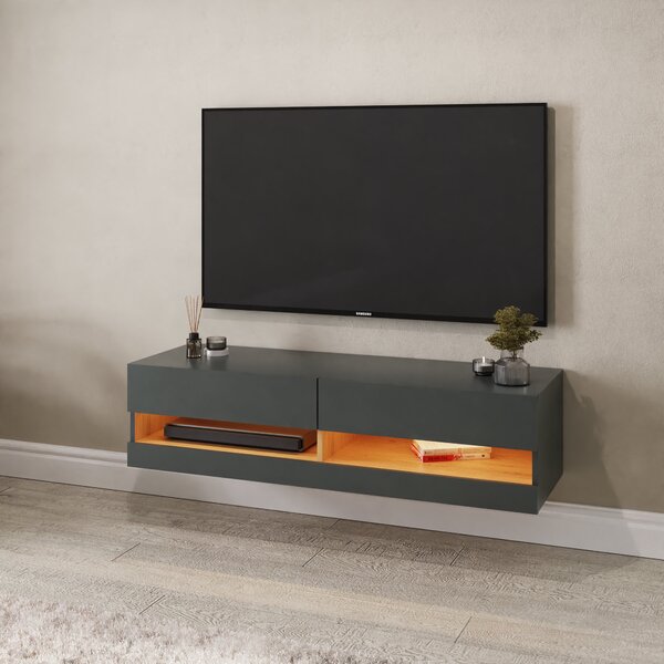 Delta 120cm Wall TV Unit with LEDs for TVs up to 55" Anthracite