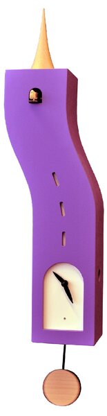 Pendulum Cuckoo Clock Stortolo 15x10xh57 cm Lacquered Case, Solid Turned Beech Cone in Bluish Lilac