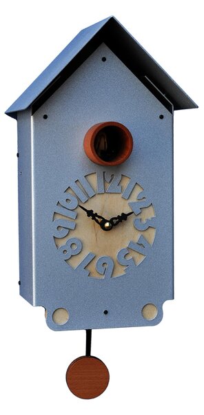Cuckoo Clock Wall House 12x17xh30 cm Silver Plated Aluminium Case Birch Dial