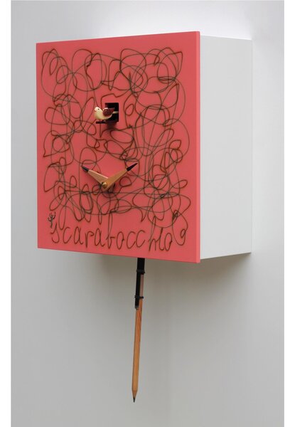 Wall Cuckoo Clock Scribble 24.5x11xh24.5 cm MDF Lacquered Case, Pencil-Shaped Pendulum RAL 4003