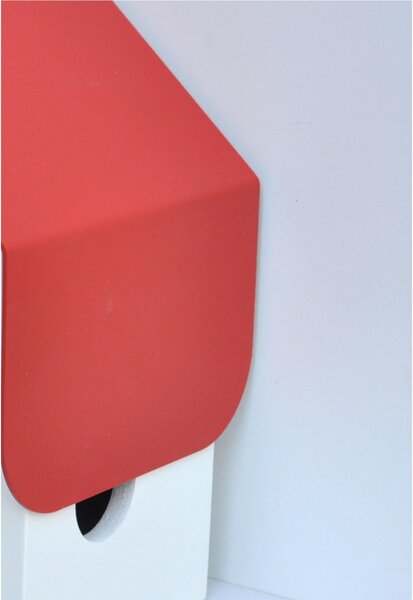 Wall and Table Clock DOTTO in Lacquered Wood 19.5x14xh23 cm MDF Case, Metal Roof Lacquered Red Bookmark Ral 2002