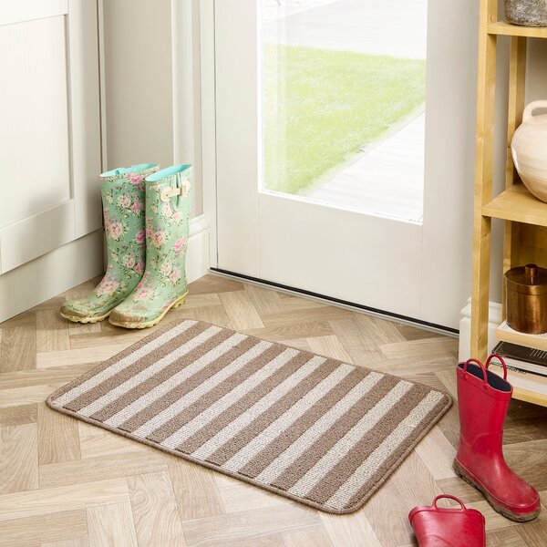 Marvel Wide Striped Washable Doormat Natural