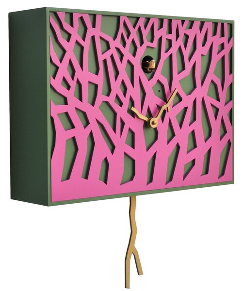 Wall Clock Depicting the Forest FOREST Case in MDF Dimensions 41x10x h 29 cm in Lilac Coloured Wood