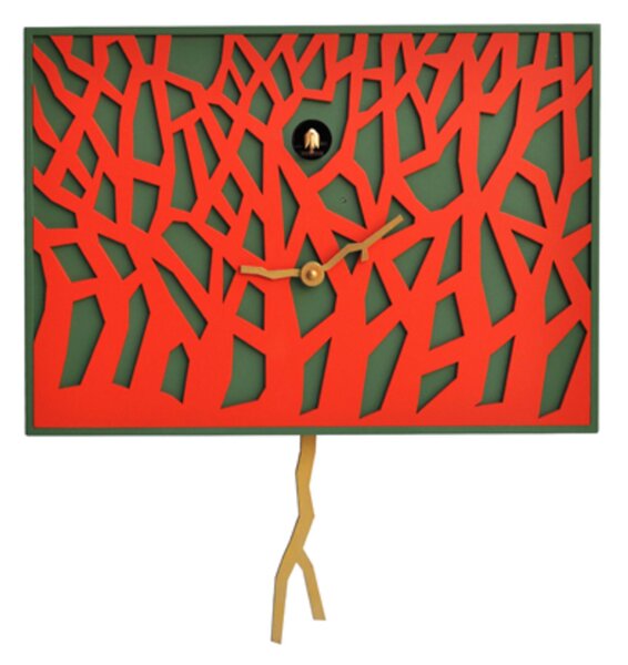 Wall Clock Depicting the Forest FOREST Case in MDF Dimensions 41x10x h 29 cm Wood RAL 6202