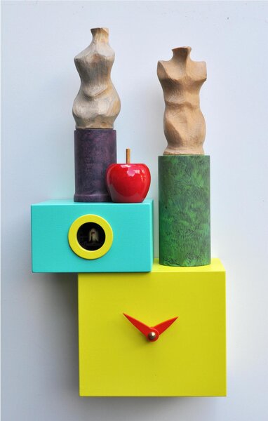 Colourful Cuckoo Clock ROMA ANTICA Dimensions 21.5x10xh 43 cm Lacquered MDF and Yellow Birch Case