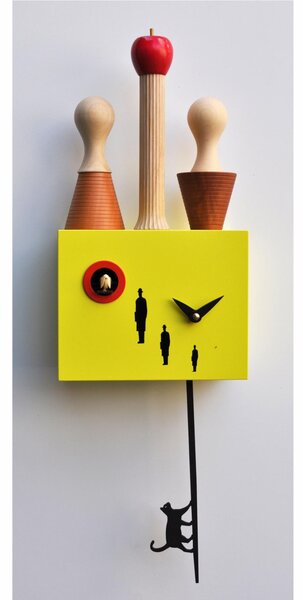 Cuckoo Clock with Pendulum PIAZZA ITALIA Dimensions 21.5x10xh 43 cm Lacquered MDF and Yellow Birch Case