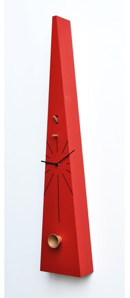 Cuckoo Clock QQ Tall Wall or Freestanding 17.5x12xh90 cm Lacquered MDF Case, Beech Acoustic Trumpet, Hand-Carved Red Wooden Bird