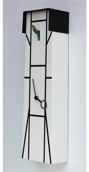 TIMBER Wall Cuckoo Clock 13x9xh45 cm White Black Lacquered MDF Case