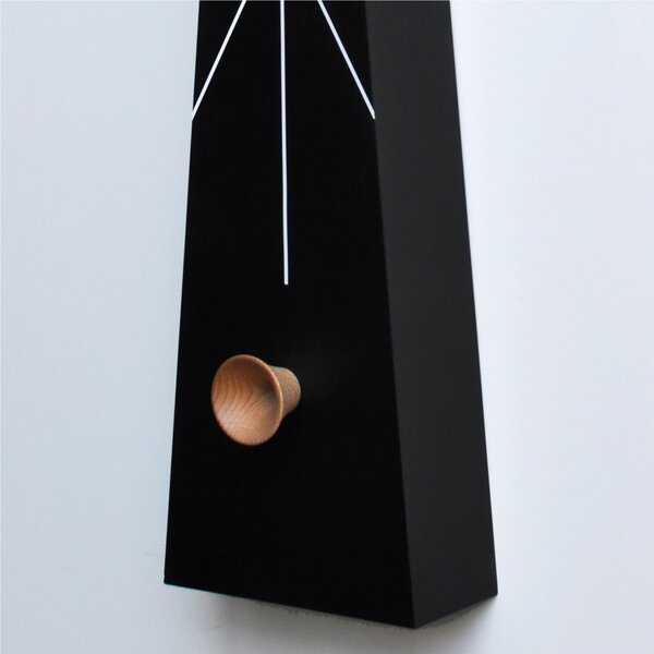 Wall or Freestanding Cuckoo Clock QQ Tall 17.5x12xh90 cm, Lacquered MDF Case, Beech Acoustic Horn, Hand-Carved Black Wooden Bird