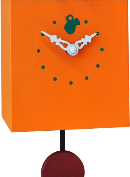 Portofino Cuckoo Clock 13x12xh30 Orange Lacquered MDF Case Brown Roof